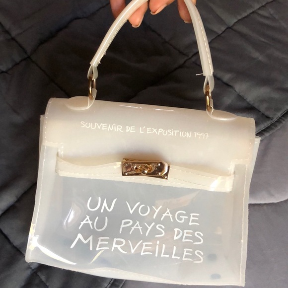 white clear mini handbag